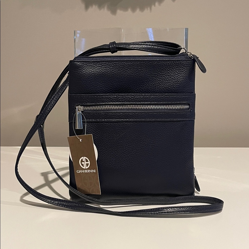 Giani Bernini Dark Navy Leather Crossbody Bag
